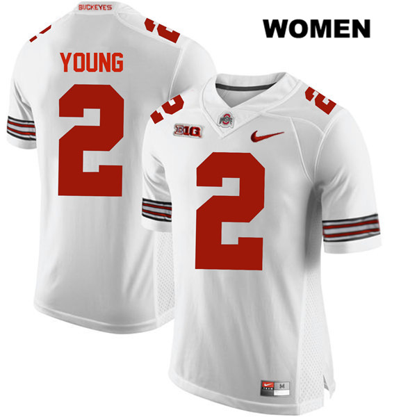 Ohio State Buckeyes Women's Chase Young #2 White Authentic Nike College NCAA Stitched Football Jersey GB19F10JZ